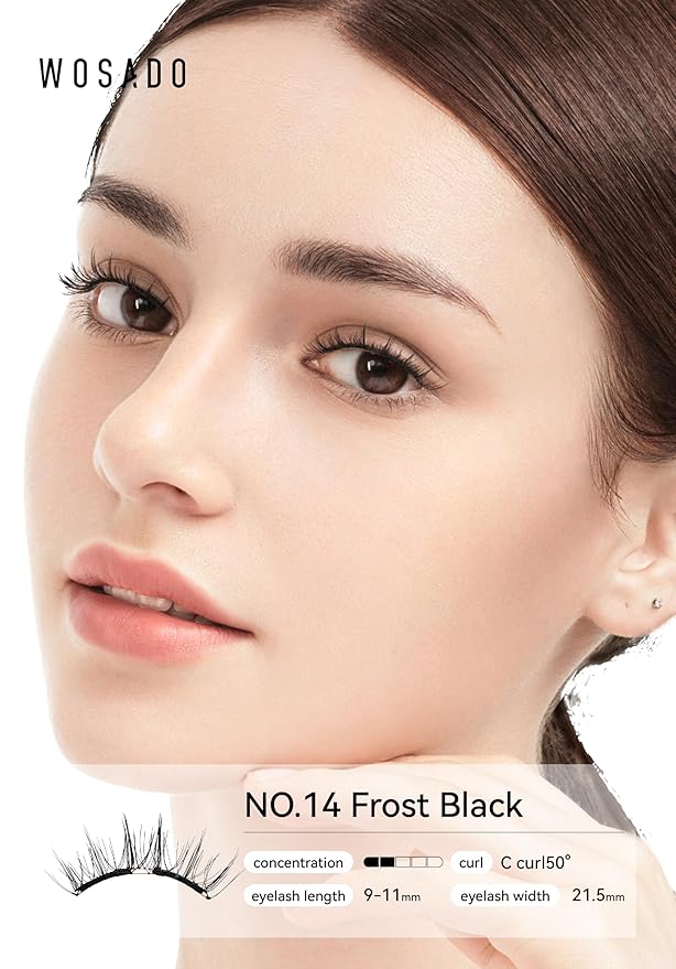 Soft Magnetic Eyelashes Kit with Applicator, No.14 Frost Black, Reusable Glue-free Wispy Magnetic Lashes, Cruelty-free False Lashes, Waterproof, Lightweight, Suit for Heavy Makeup-VivaGrace Women