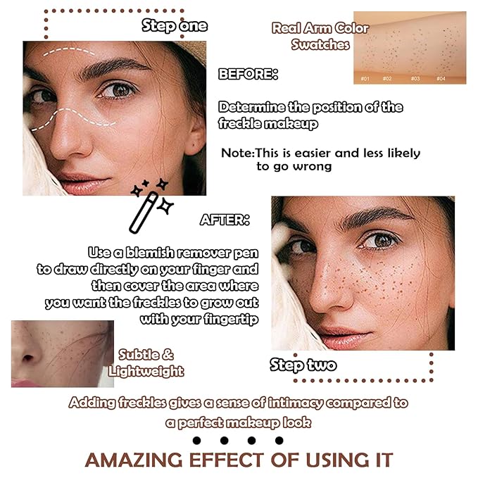 4 Colors Freckle Pen,Waterproof Freckle Makeup Pen,Lightweight Long Lasting Quick Dry Dot Spot Makeup Pen - Light Brown,Natural Coffee,Chestnut,Dark Brown-VivaGrace Women