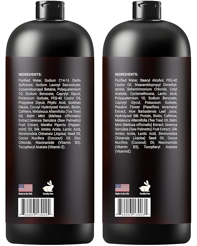 Biotin Shampoo and Conditioner Set with Keratin - Sulfate-Free Advanced Anti-Thinning, Hair Growth Shampoo and Conditioner Combo Repair Formula - with DHT Blockers, for Men & Women - 16 fl oz each-VivaGrace Women