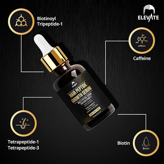 Elevate Multi-Peptide Hair Growth Serum Caffeine + Biotin Peptide Density for Fuller Thicker Visibly Longer Natural Hair Regrowth – Vegan Safe & Gentle Scalp Serum Formula Treatment for Thinning Loss-VivaGrace Women