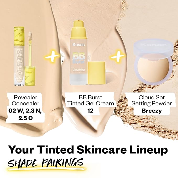 Kosas BB Burst Tinted Face Gel Cream - Supports Healthy Collagen, Smoothes Skin, Hydrates & Moisturizes - Lightweight Buildable Coverage - Light Neutral 12, (1 Oz/30 ML)-VivaGrace Women