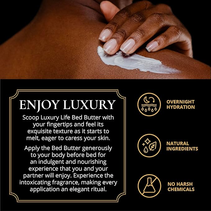 LUXURY LIFE Bed Butter - Scented, Luxurious Body Butter With All-Natural Hyaluronic Acid For Soft, Glowing, Hydrated Skin - For Men & Women - For All Skin Types - Warm Compliments Scent, 5 oz-VivaGrace Women