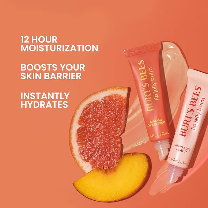 Burt’s Bees Mango Grapefruit Lip Jelly Balm, With Hyaluronic Acid and Squalane Moisturizer To Instantly Hydrate Lips, Lip Gloss With Responsibly Sourced Beeswax, Tint-Free, Lip Treatment, 0.45 oz.-VivaGrace Women