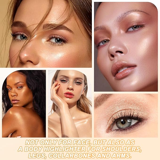 Boobeen Highlighter Makeup Palette, Long Lasting Glow Shimmer Illuminator Contour Powder for Face Radiant Glow-VivaGrace Women