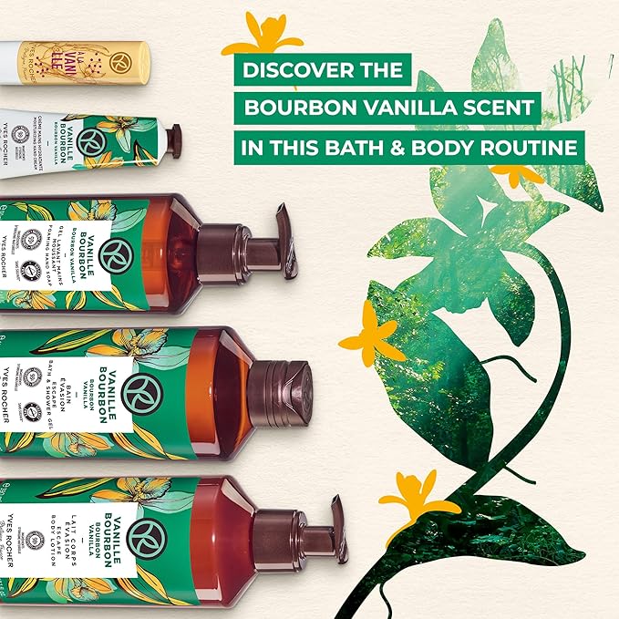 Yves Rocher Bain de Nature Vanilla 6-Piece Gift Set, Shower Gel, Hand Cream, Body Lotion, Lip Balm, Hand Soap & Vanity Bag, 6 Items-VivaGrace Women