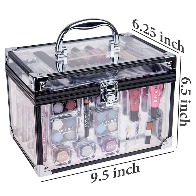 SHANY Carry All Trunk Makeup Train Case with Re-usable Aluminum Makeup Storage Case. Non Toxic Color Make up Set with Eye palettes, Blushes,Makeup Powders, Manicure, Pedicure and Makeup Brushes.-VivaGrace Women