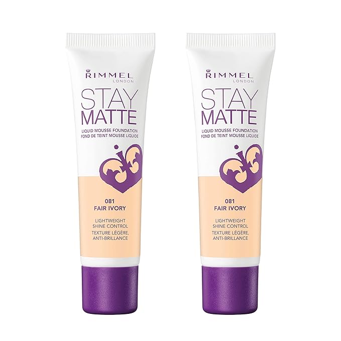 Rimmel, Stay Matte Foundation, Fair Ivory 2 Count (Pack of 1)(packaging may vary)-VivaGrace Women