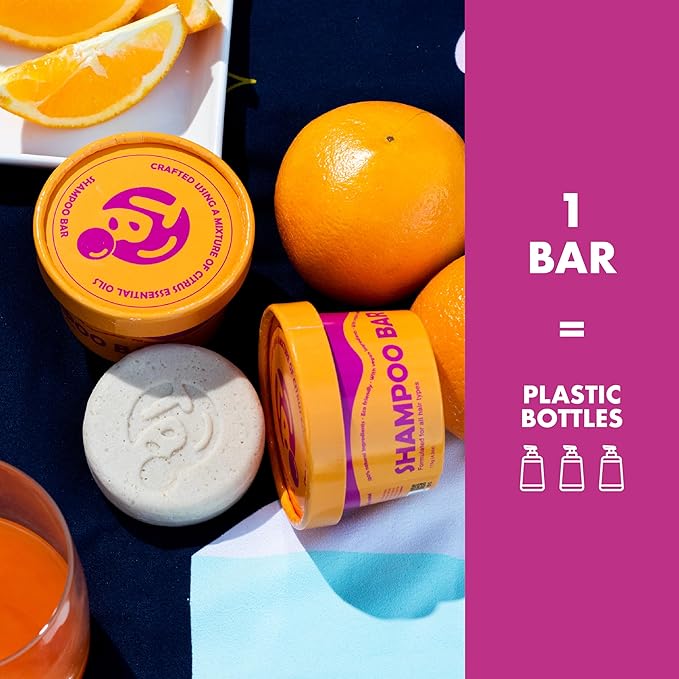 Vitamin B5 Shampoo & Conditioner Bar Set Bundle – Citrus Essential Oils + Argan Oil – Volumizing, Nourishing & Strengthening – Sulfate & Paraben Free – 7.8oz-VivaGrace Women