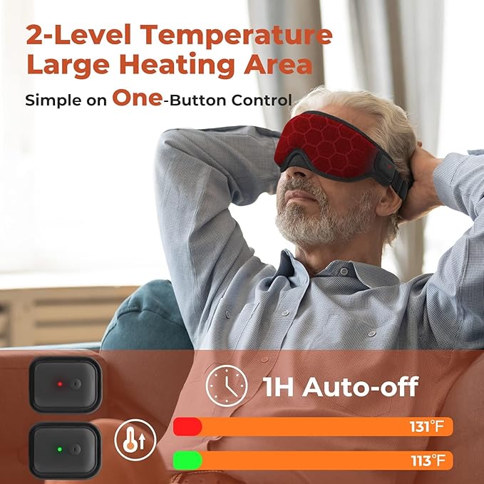 Cordless Heated Eye Mask, Dry Eye Mask, Type-C Eye Heating Pad, Portable Eye Warm Compress with 720mAh Battery Relieve for Dry Eyes, Stye-VivaGrace Women