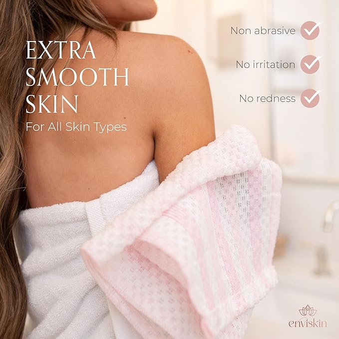 Dermaglow Exfoliating Towel - Dual-Texture Washcloth for All Skin Types - Easy-to-Use Japanese exfoliating Shower Towel for Women & Men - Body Scrubber Wash Cloth - Black