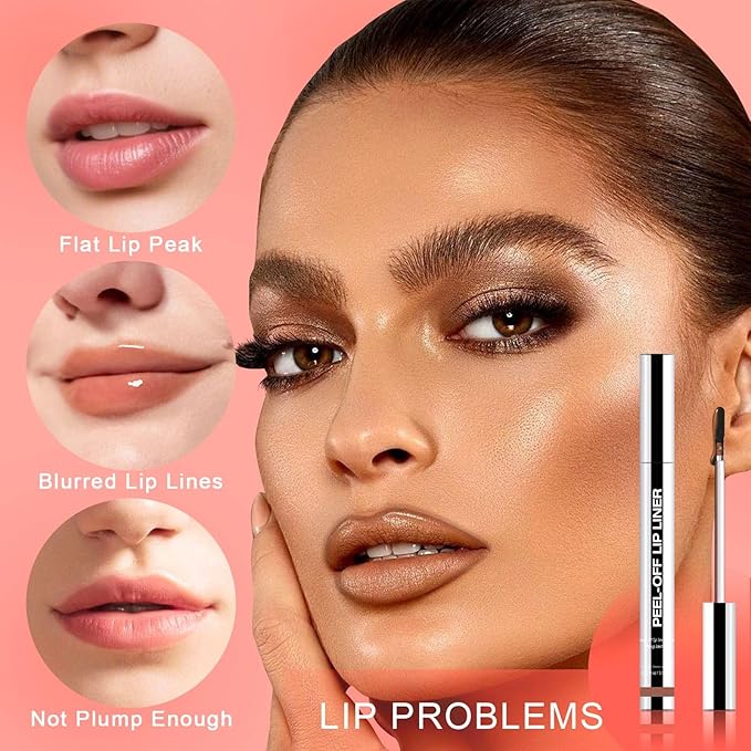 Peel Off Lip Liner Stain - Long Lasting Natural Lip Stain Transfer-proof Lip Liner, Moisturizing Waterproof Lip Gloss Stain, Highly Pigmented Color for All Skin, Ideal Gifts for Women (Coffee)-VivaGrace Women