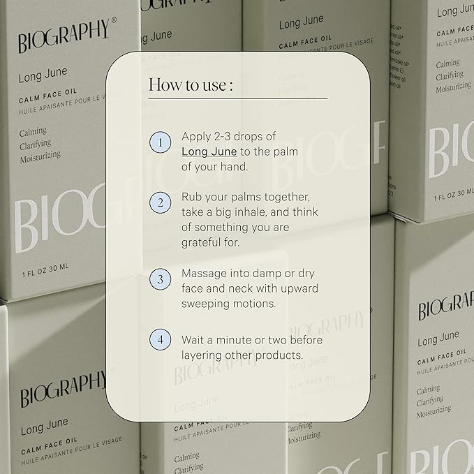 Biography Long June Quieting Face Oil, 30ml - Natural Smoothing & Clarifying Dry Oil. Clarifying, Moisturizing & Hydrating Beauty Facial Oil for Women w/Camellia, Vitamin E & Marula-VivaGrace Women