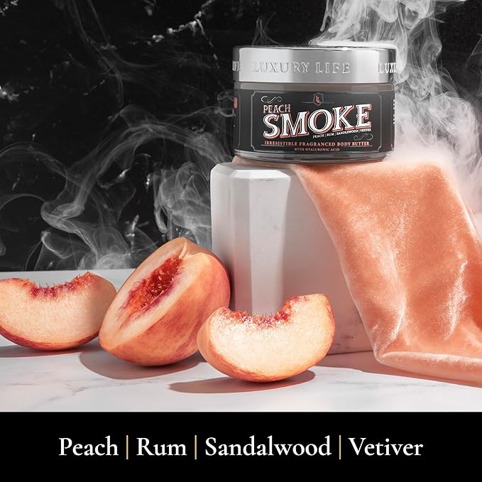 LUXURY LIFE BUTTER - Irresistibly Scented Body Butter with Hyaluronic Acid for Ultimate Moisture. Hydrates for a Non-Greasy Glamorous Glow (Dessert, Presidential and Peach Smoke)-VivaGrace Women