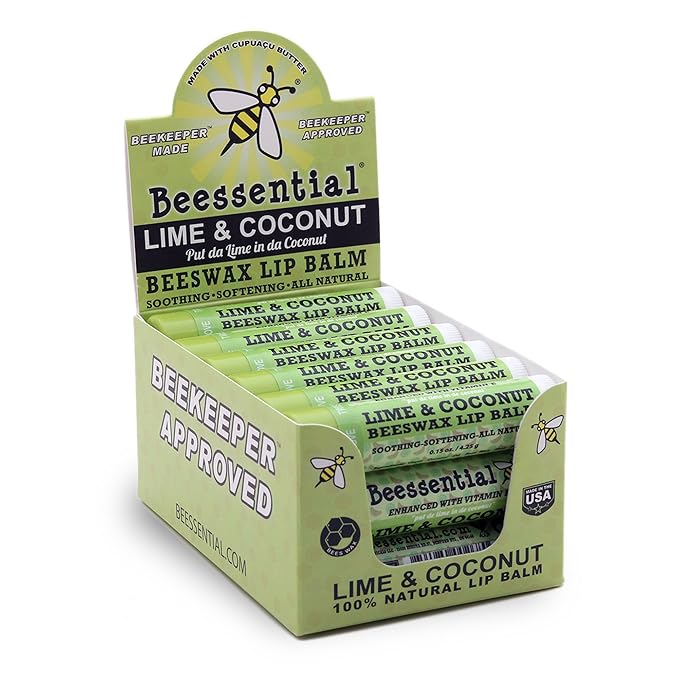 Beessential Natural Bulk Lip Balm, Coconut Lime, 18 Pack | For Men, Women, and Children. Great for Gifts, Showers, & More-VivaGrace Women