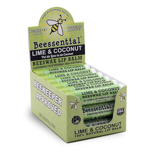 Beessential Natural Bulk Lip Balm, Coconut Lime, 18 Pack | For Men, Women, and Children. Great for Gifts, Showers, & More-VivaGrace Women