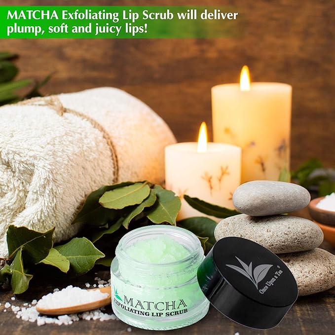 Exfoliating Green Tea Matcha Sugar Lip Scrub, Hydrating Treatment for Dry, Chapped & Cracked Lips, Best Peeling Solution For Plump, Younger Looking Lips, Lip Polish-VivaGrace Women
