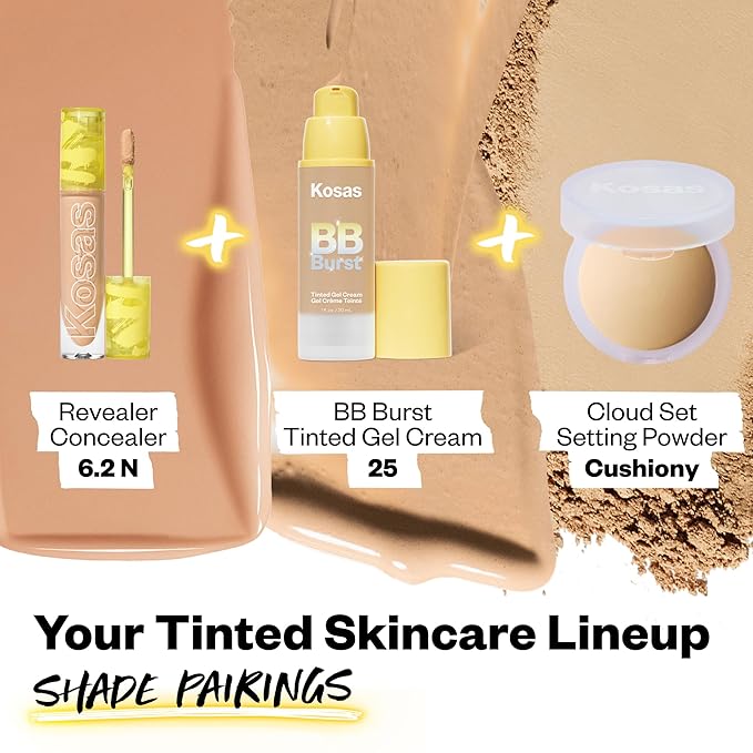 Kosas BB Burst Tinted Face Gel Cream - Supports Healthy Collagen, Smoothes Skin, Hydrates & Moisturizes - Lightweight Buildable Coverage - Medium Tan Warm 25, (1 Oz/30 ML)-VivaGrace Women