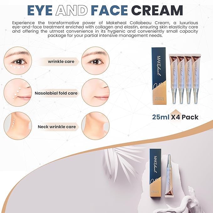 Collabeau Eye and Face Cream Special Set, Intensive Elasticity Care, Hydrolyzed Collagen, Elastin, Hyaluronic Acid, Soft and Supple Skin, Wrinkle Care, Mediheal Skincare (25ml x 4ea)-VivaGrace Women