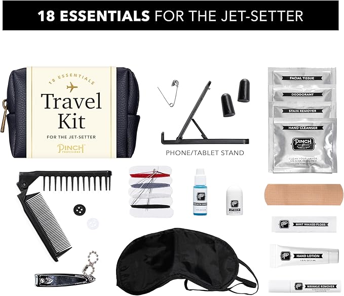 Pinch Provisions Travel Kit, includes 18 Must-Have Emergency Essential Items for Travelling, Ideal Road Trip or Airport Gift for Friends, Family & Peers, Portable Pouch-VivaGrace Women