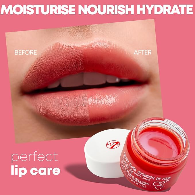 W7 Sweet Dreams Overnight Cherry Swirl Lip Mask - Cherry Extract & Hyaluronic Acid - For Hydrated, Full Looking & Irresistible Lips-VivaGrace Women