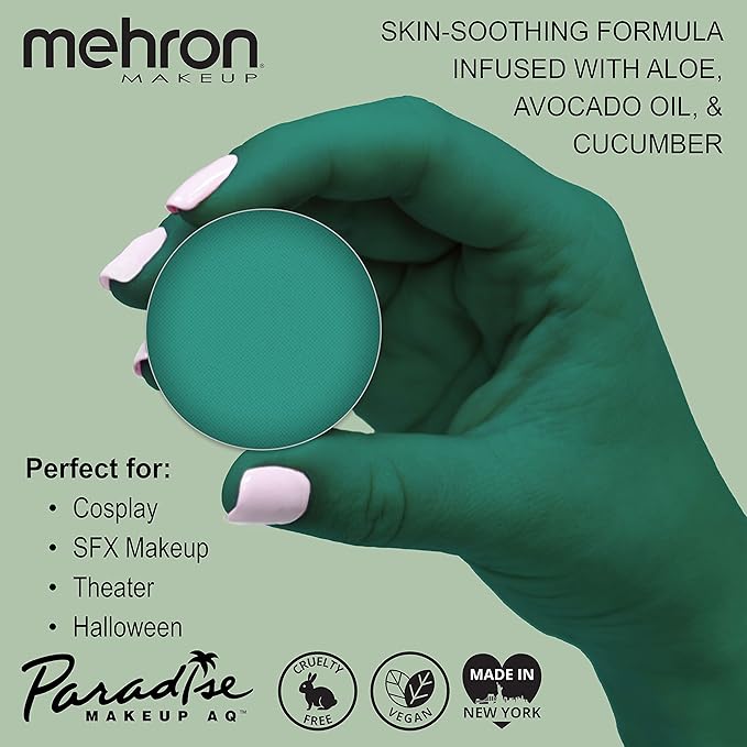 Mehron Makeup Paradise Makeup AQ Refill Size | Stage & Screen, Face & Body Painting, Beauty, Cosplay, and Halloween | Water Activated Face Paint, Body Paint, Cosplay Makeup .25 oz (7 ml) (Deep Sea)-VivaGrace Women