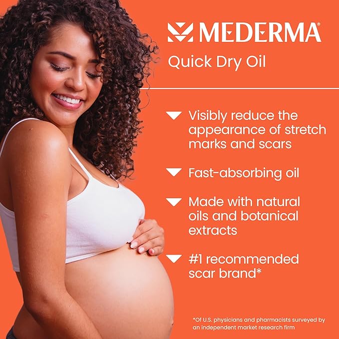 Mederma Quick Dry Oil, Scar and Stretch Mark Treatment, Helps to Improve the Appearance with Natural Botanical Extracts, Paraben Free, Fast-Absorbing, 3.4oz (100ml)-VivaGrace Women