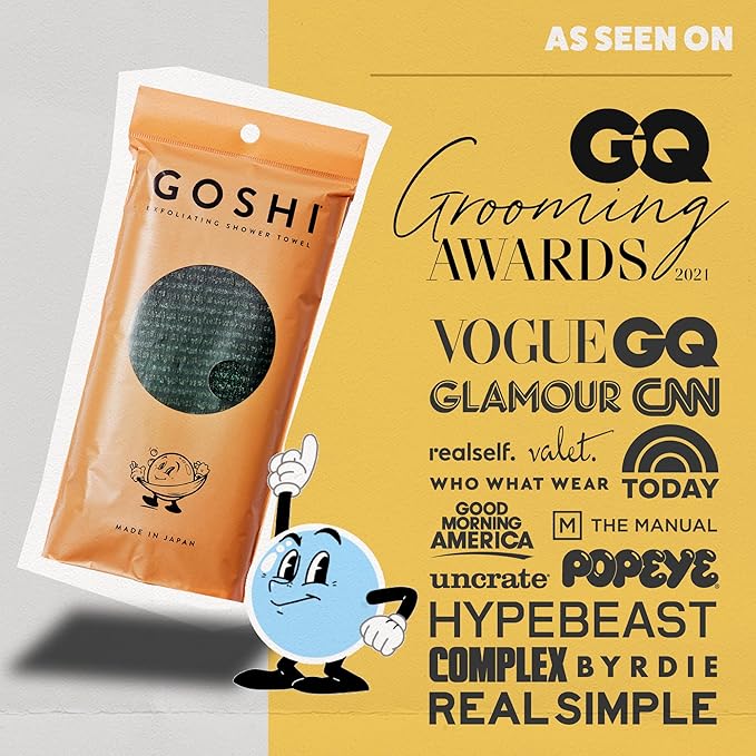 GOSHI Exfoliating Shower Towel - Rip-Resistant Exfoliating Washcloth for All Skin Types - Moss Green - Made in Japan-VivaGrace Women
