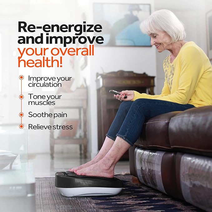 Power Legs Electric Foot Massager Machine with Remote Control, Adjustable Speed, Vibration - Calf Massager - Feet Massager for Neuropathy Pain Relief, Plantar Fasciitis, Leg Blood Circulation (Black)-VivaGrace Women