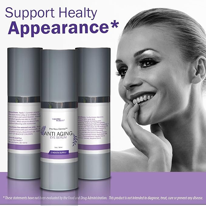 Pro Nuu Derma Serum - 2 Month Supply Anti Aging Serum - Our Best Eye Serum - Improve Dark Circles & Wrinkles with Anti Aging Vitamin C Anti Wrinkle Serum - Anti Aging Eye Serum to Aid Skin Stem Cells-VivaGrace Women