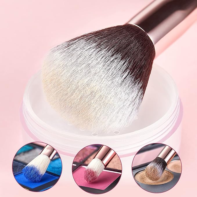 Jessup Makeup Brushes, Labeled Makeup Brush Set Premium Synthetic and Natural Hair Foundation Powder Concealer Eyeshadow Blending 15pcs Brush Kit, Rose Gold/Black T160-VivaGrace Women