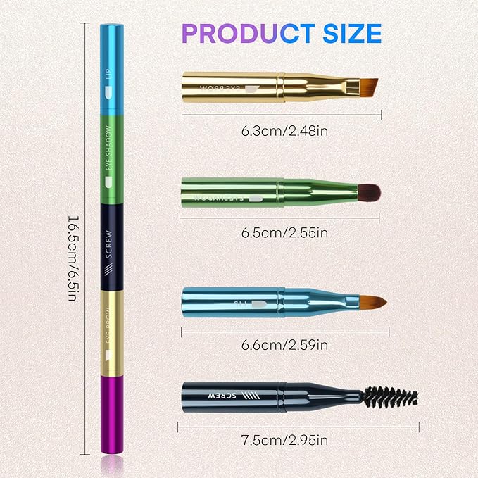 Unaone 4 in 1 Makeup Brush - Lip Brush for Lipstick, Eyebrow, Eyeshadow, Spiral Eyebrow Portable Detachable Multi-functional Lipstick Brush for Makeup-VivaGrace Women