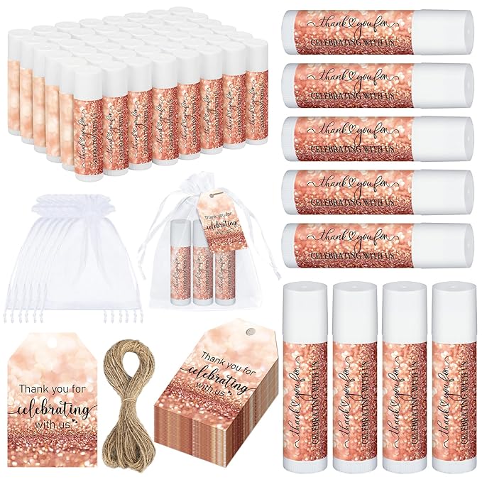 Dunzy 50 Pack Bridal Shower Favors Gifts Bulk Lip Balms Wedding Bachelorette Favors Baby Shower Favors Prizes Souvenirs Thank You Appreciation Gifts for Guests Women Men Coworker Staff-VivaGrace Women