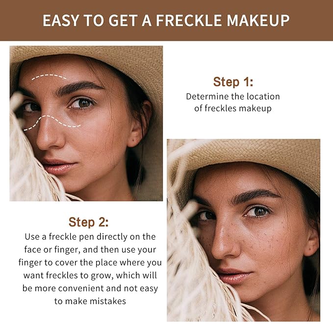 2 Pcs Freckle Pen Set, Natural Lifelike Fake Freckles Makeup Pen Magic Brown Color Freckles Makeup Tool Long-Lasting Waterproof Dot Spot Pen for Effortless Sunkissed Makeup (Dark Brown)-VivaGrace Women