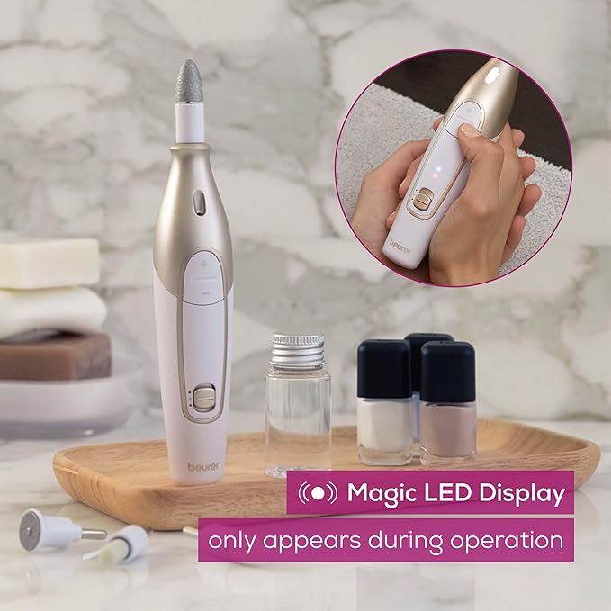 Beurer MP64 Nail Drill Kit, Cordless Electric Nail File with 10 Attachments and LED Light, Electric Manicure Set with Adjustable Speed, E-File for Manicure and Pedicure, with Storage Case-VivaGrace Women