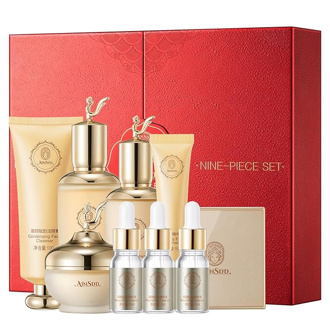 Condensing Beauty Nine-Pieces Skin Care Set kit Women Beauty Gift with Cleanser, Toner, Serum, Lotion, Eye Cream, Face Cream, BB Cream for Birthday, Christmas Day and Valentine's Day-VivaGrace Women
