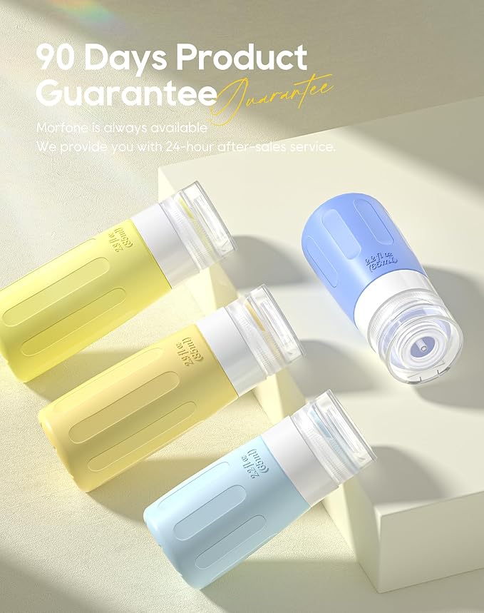 Morfone 16 Pack Silicone Travel Bottles Set for Toiletries TSA Approved Travel Containers Leakproof Squeezable Refillable Accessories 2oz 3oz for Shampoo Conditioner Lotion Liquids (Yellow Blue)-VivaGrace Women