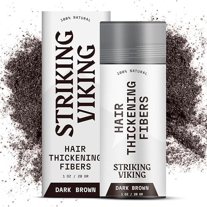 Striking Viking Hair Fibers for Thinning Hair, Dark Brown (28g) - Long Lasting, Undetectable Natural Building Powder for Thicker Looking Results, Men & Women-VivaGrace Women