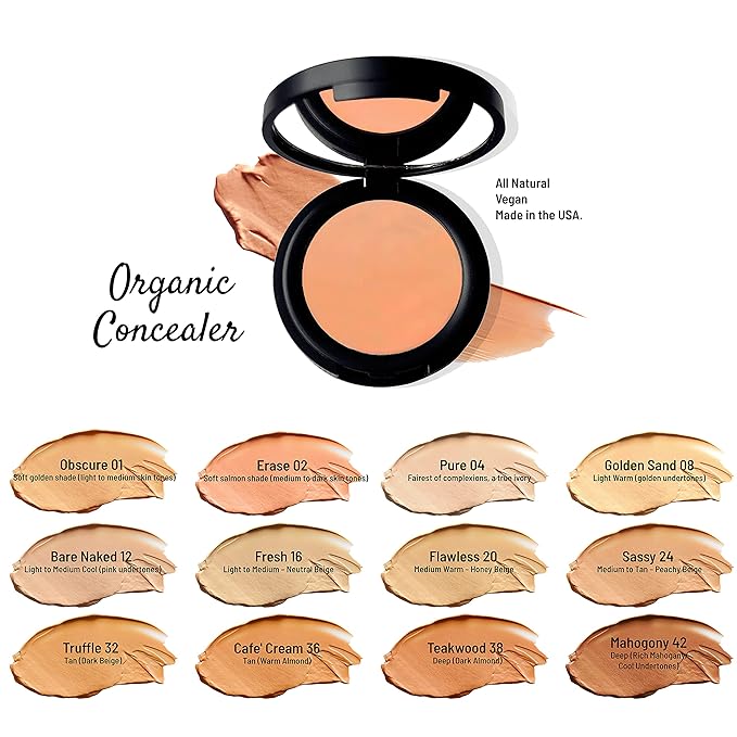 Mom's Secret 100% Natural Concealer, Organic, Vegan, Gluten Free, Cruelty Free, Made in the USA, 0.11 oz. (Erase 02)-VivaGrace Women