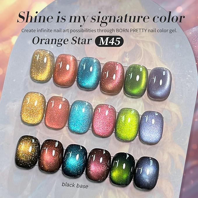 Born Pretty Magnetic Gel Nail Polish,Glitter Magnetic Gel Polish Shimmer Auroras Magnetic Gel Nail Art Manicure Kit 6PCS-VivaGrace Women