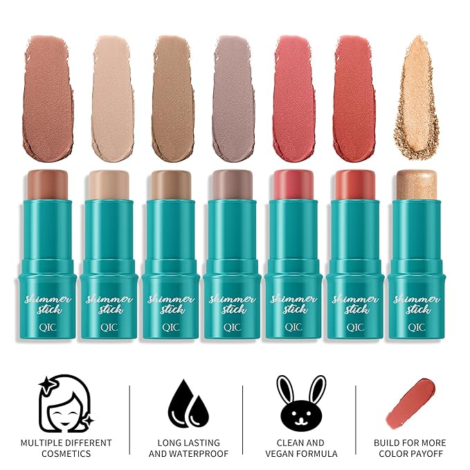 3Pcs Cream Contour Sticks Kit, Face Contouring Pen with Highlighter Stick, Blush Stick and Bronzer Contour Stick for Sculpt the Face, Create a Long Lasting, Matte or Dewy Finish (06)-VivaGrace Women
