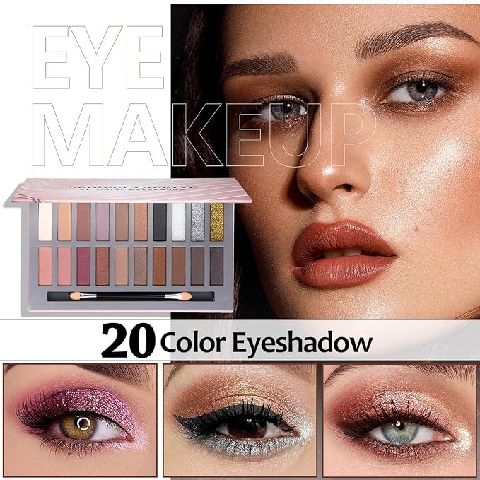 All in One Makeup Kit for Women Full Kit Includes Palette Foundation & Face Primer, Makeup Brush Makeup Sponge, Eyebrow Soap, Winged Eyeliner Stamp 20 Colors Eyeshadow Gift Set for Women, Girls & Teen-VivaGrace Women