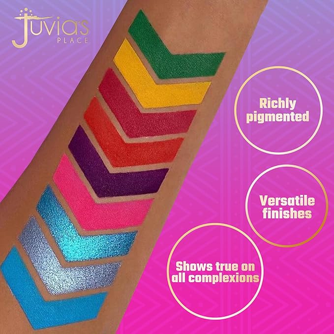 Juvia's Place Palette The Warrior III - Deep Emerald Green, Red, Violet, Cerulean Blue, Shades of 9, Pigmented Makeup Palette Eye Color & Shine-VivaGrace Women