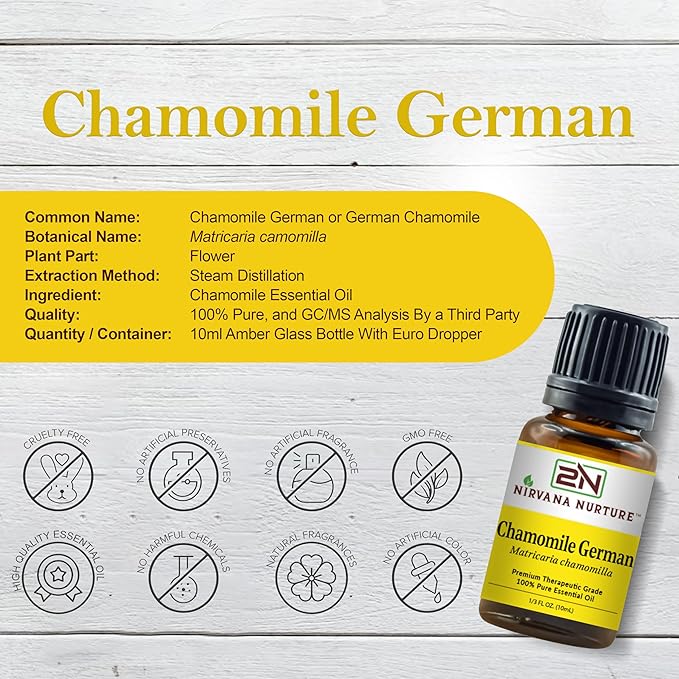 Chamomile German Essential Oil 100% Pure Premium Therapeutic Grade, Undiluted - Aromatherapy Diffuser for Calm and Relaxation, Skin Care, Hair Care-VivaGrace Women