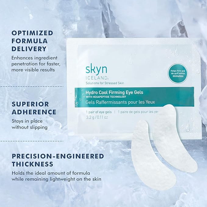 skyn ICELAND Hydro Cool Firming Under Eye Patches, Instant Cooling for Puffy, Tired Eyes with Peptides and Coenzyme Q10, 10 Minute Treatment, Vegan, All Skin Types, 4 Pairs-VivaGrace Women