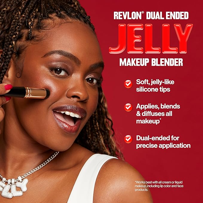 Revlon Dual Ended Jelly Makeup Blender Tool, Silicone Makeup Applicator for Blush, Bronzer, Concealer, Contour, Eyes, and Lips, 1 count-VivaGrace Women