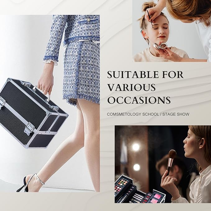 Color Nymph Makeup Sets for Teens Girls Women, Professional Makeup Kits All In One Makeup Set Storage Train Case, Beginner Full Cosmetics Kit with Eyeshadow Blush Lipstick Lipgloss Mascara etc Black-VivaGrace Women