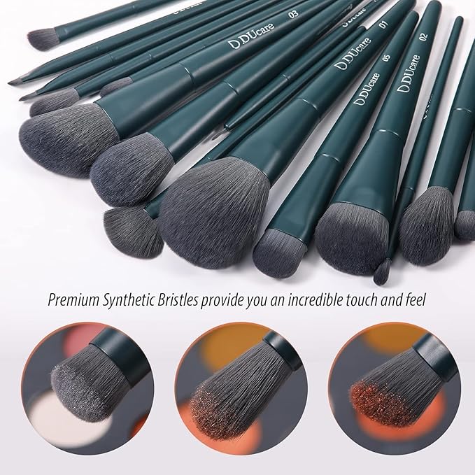 DUcare 17Pcs Professional Makeup Brush Set Complete Kit with Brush Cleaning Mat and Makeup Sponge, Ideal for Foundation, Eyeshadow, Liquid Cream, Gift Box Set-VivaGrace Women