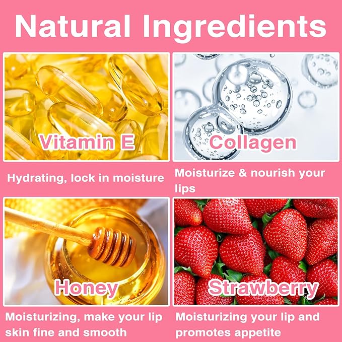 Lip Balm Honey Pot, Honey & Strawberry Lip Mask Propolis Moisturizing Lip Balm with Stick, Hydrating & Prevent Dry and Cracked Lip(2 Pcs)-VivaGrace Women