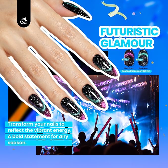 Beetles Cat Eye Gel Nail Polish Set-36 Colors Red Purple Brown Green Burgundy Magnetic Gel Nail Polish with Base Gel Glossy Matte Top Coat Magnet,Soak off UV Nail Gel DIY Nail Art Gift for Women-VivaGrace Women