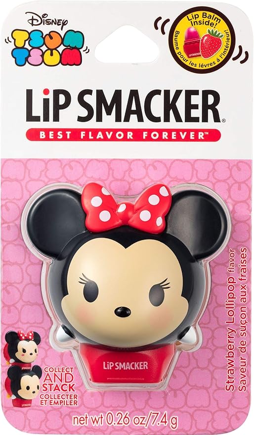 Lip Smacker Disney Minnie Mouse Tsum Tsum Flavored Lip Balm, Minnie Strawberry Lollipop, Clear, For Kids-VivaGrace Women